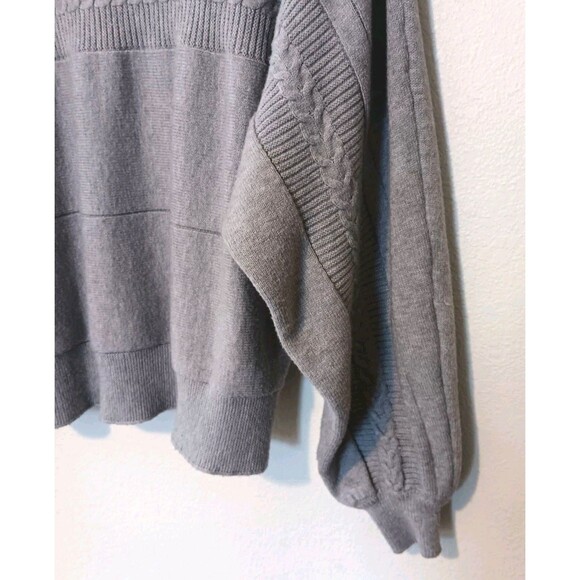 Elie Tahari Mock Neck Cable Knit  Pullover Sweater Long Sleeves Gray Sz L - Picture 8 of 12
